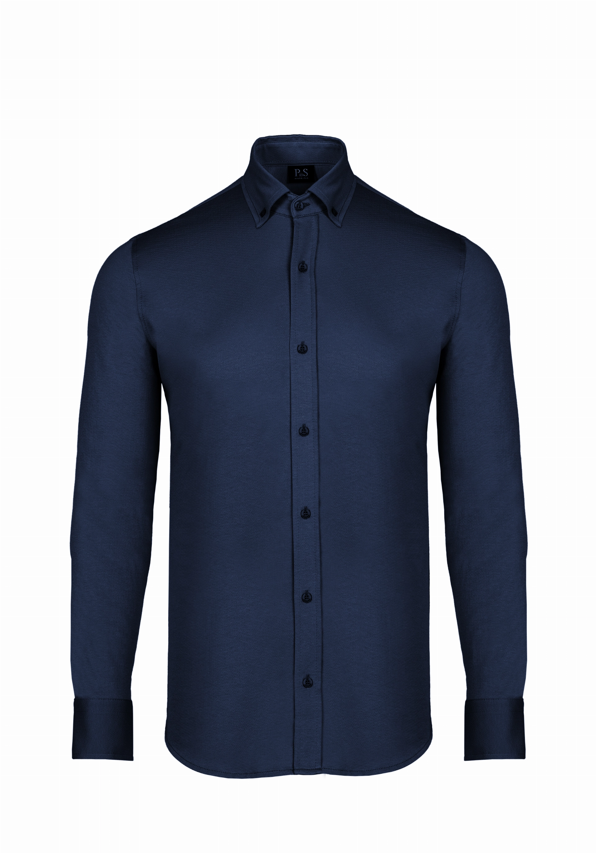 Shirt van katoen en cashmere | Blue