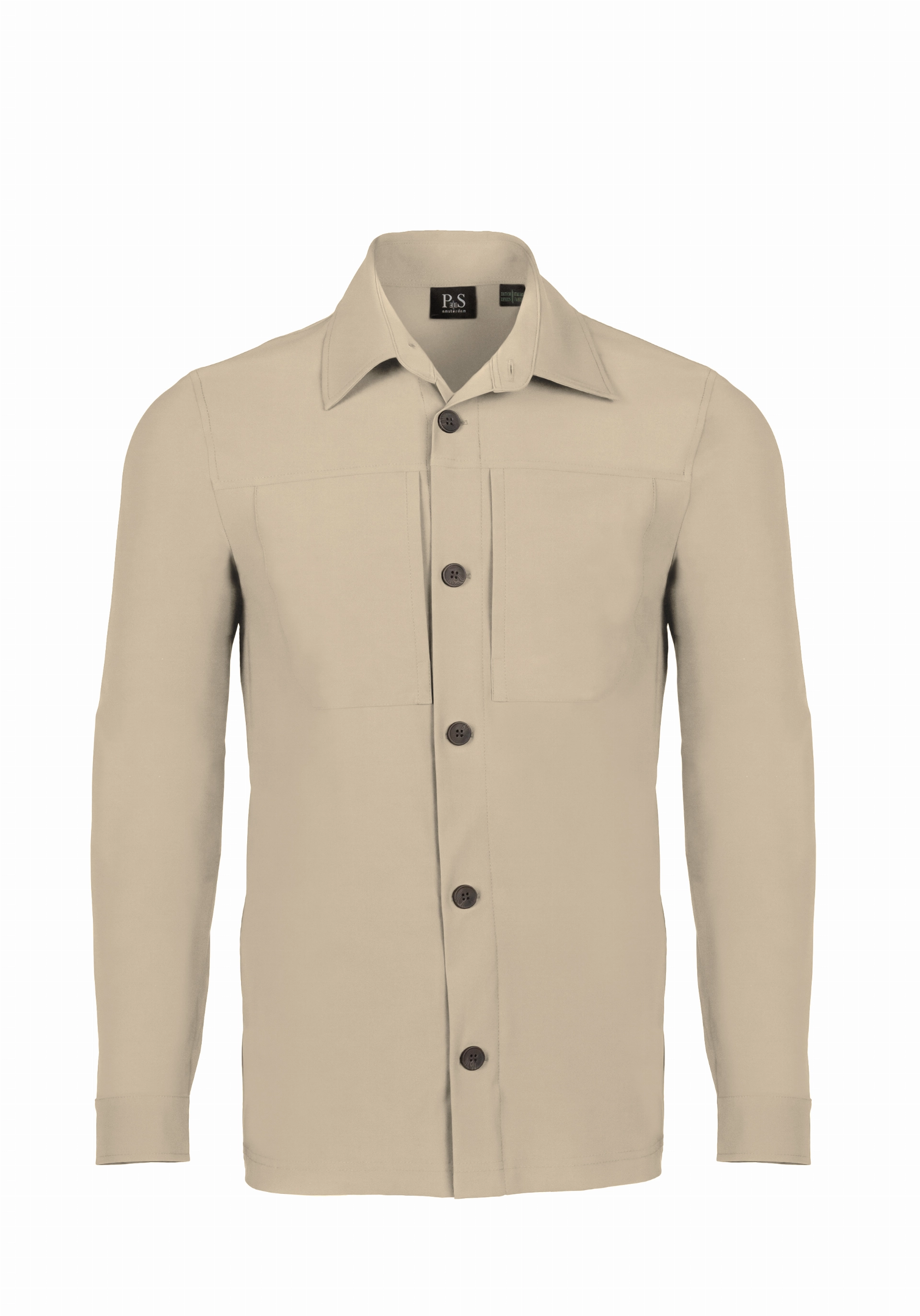 Shirt van katoen en cashmere | Beige