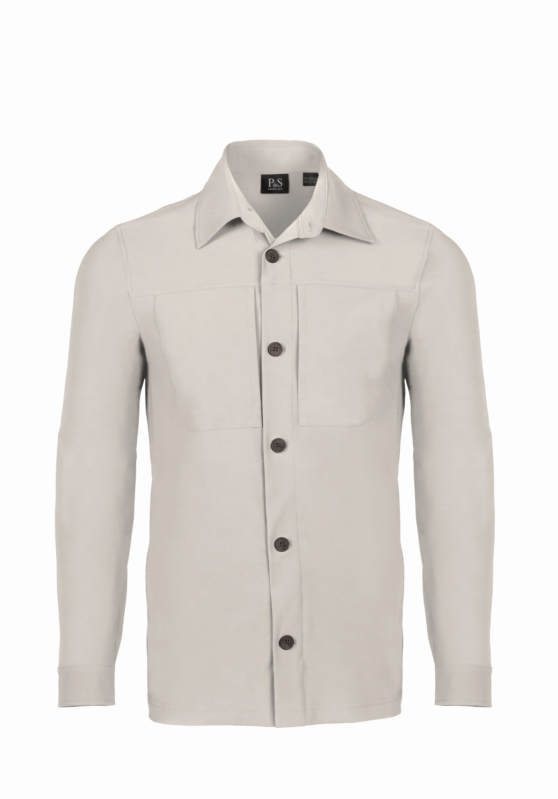 Shirt van katoen en cashmere | Beige