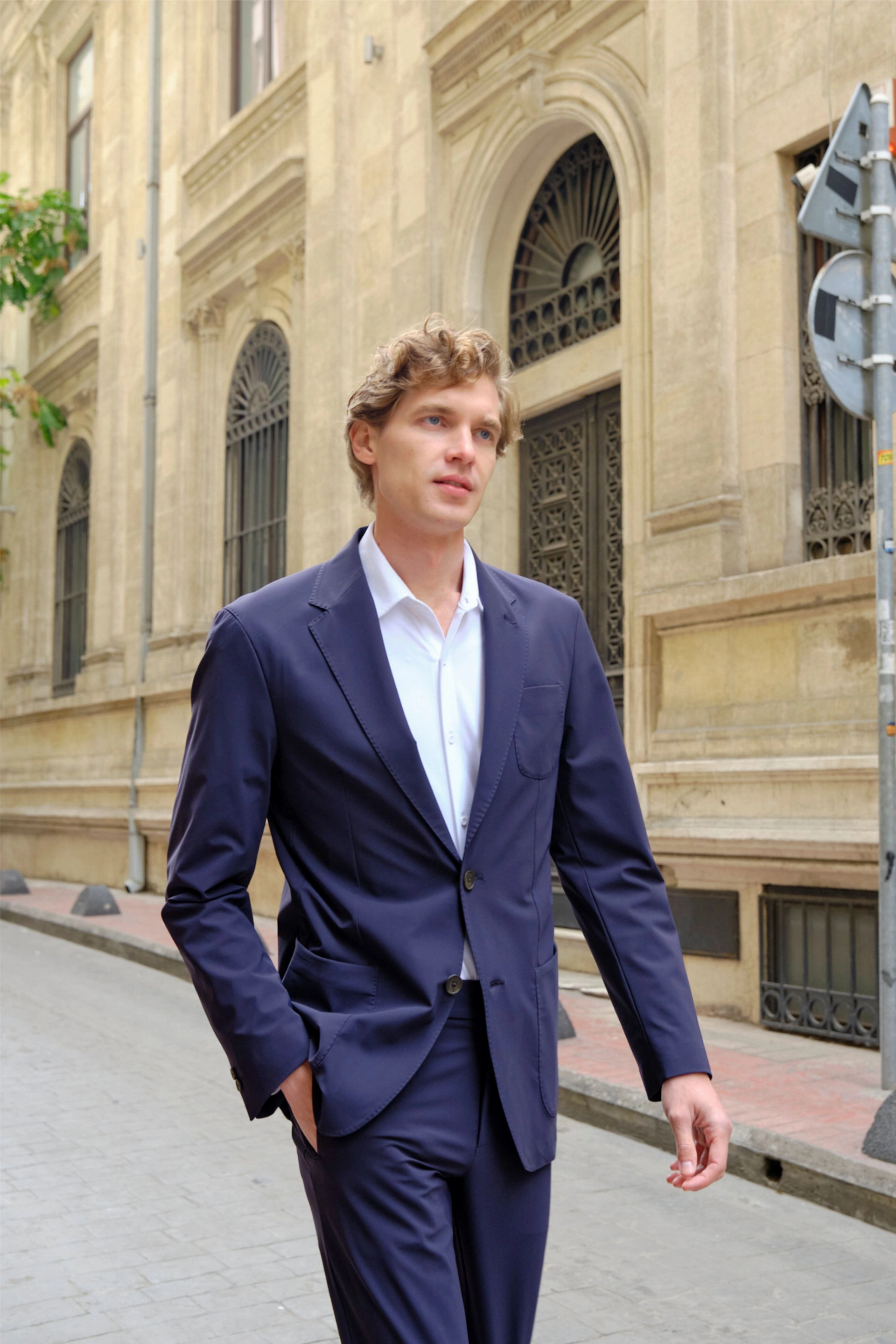 Shirt van katoen en cashmere | Blue