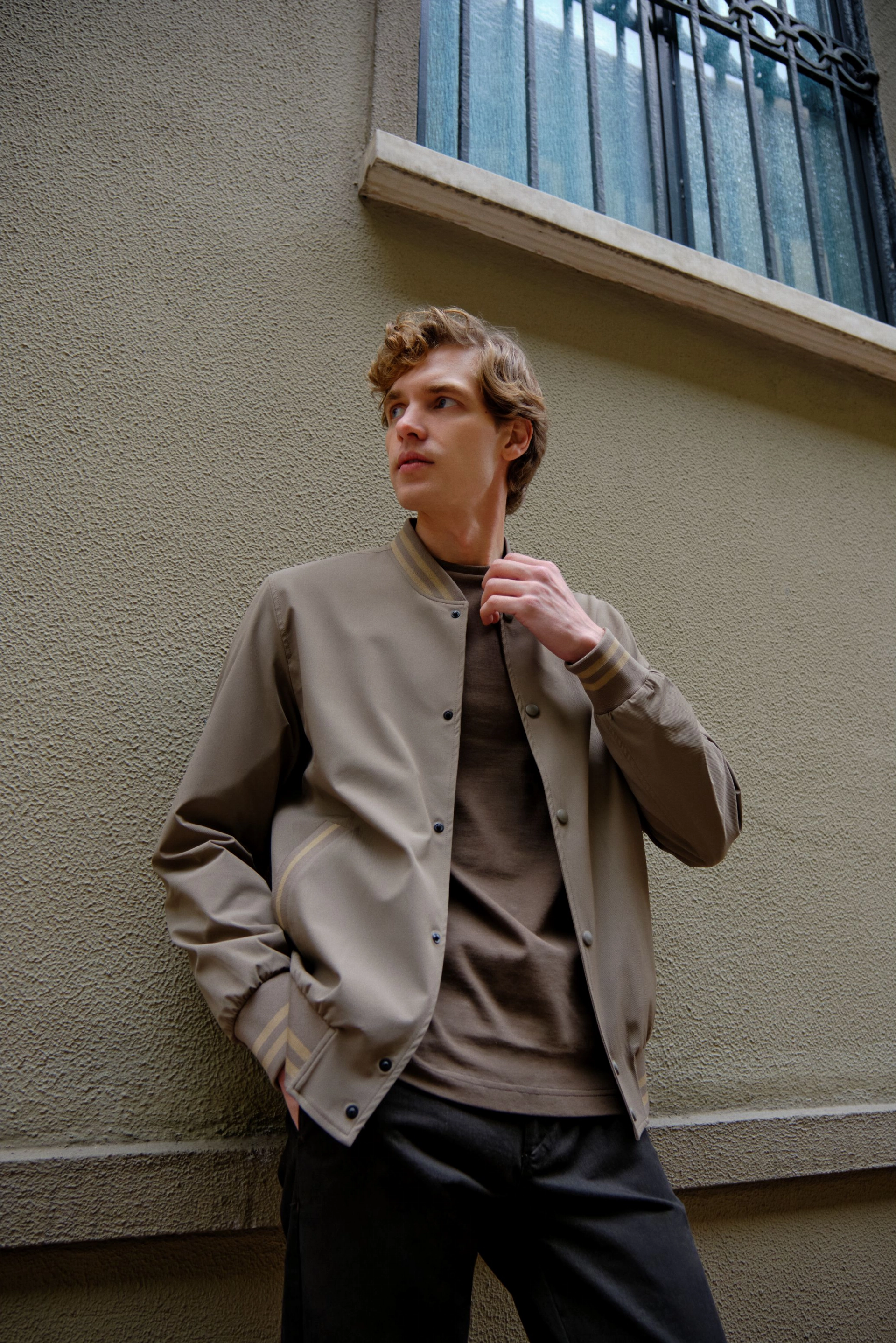 Shirt van katoen en cashmere | Brown