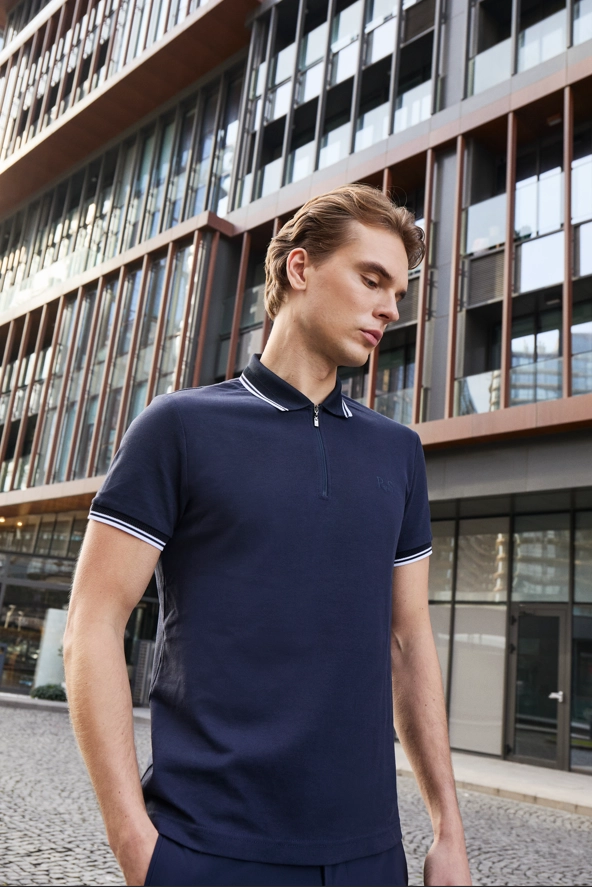 Shirt van katoen en cashmere | Blue