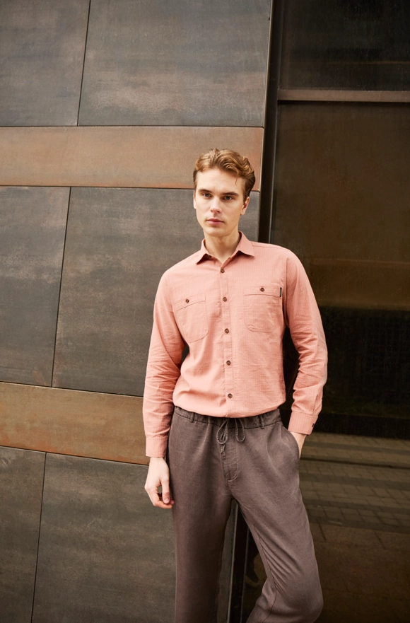 Shirt van katoen en cashmere | Coral