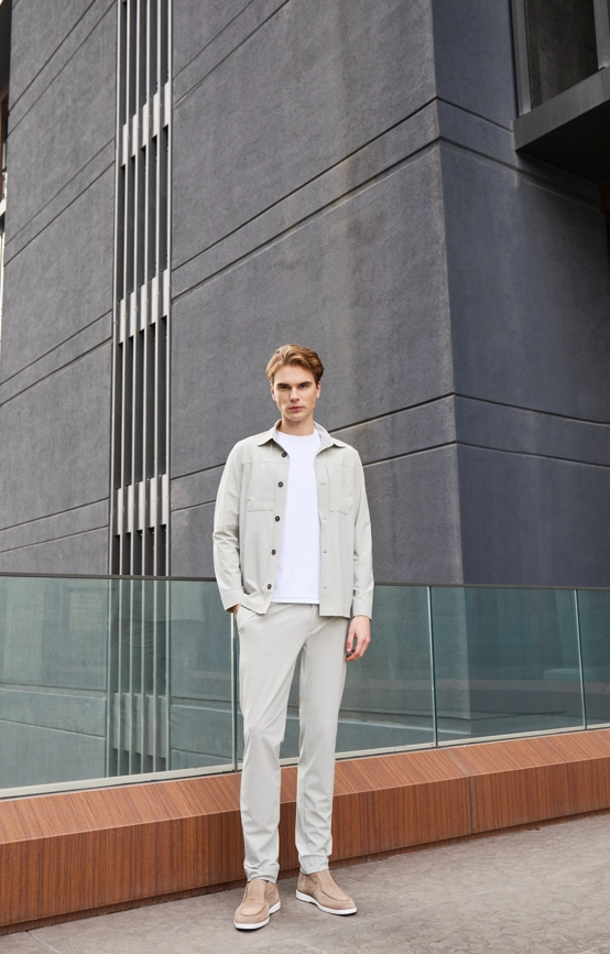 Shirt van katoen en cashmere | Grey