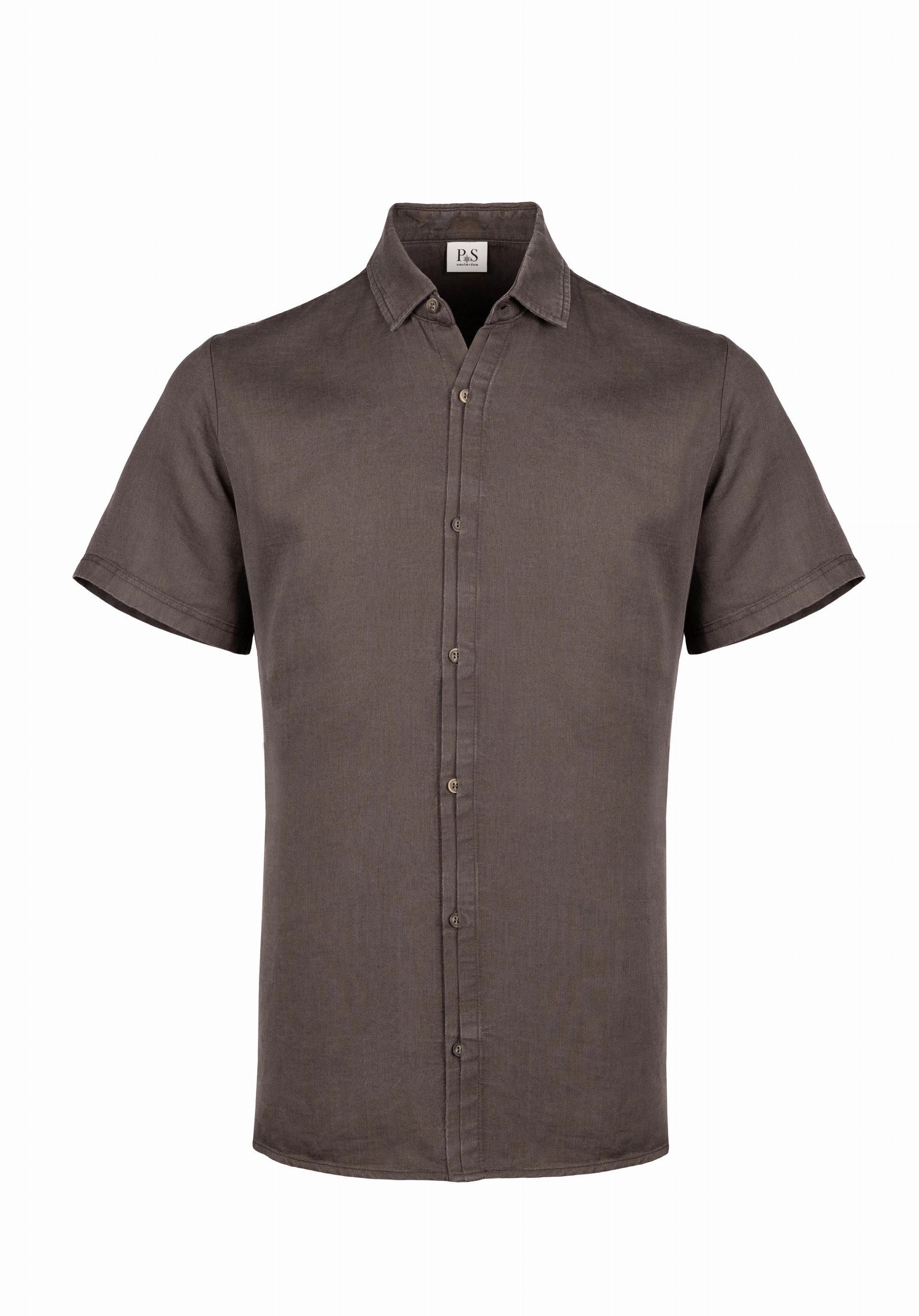 Shirt van katoen en cashmere | Brown