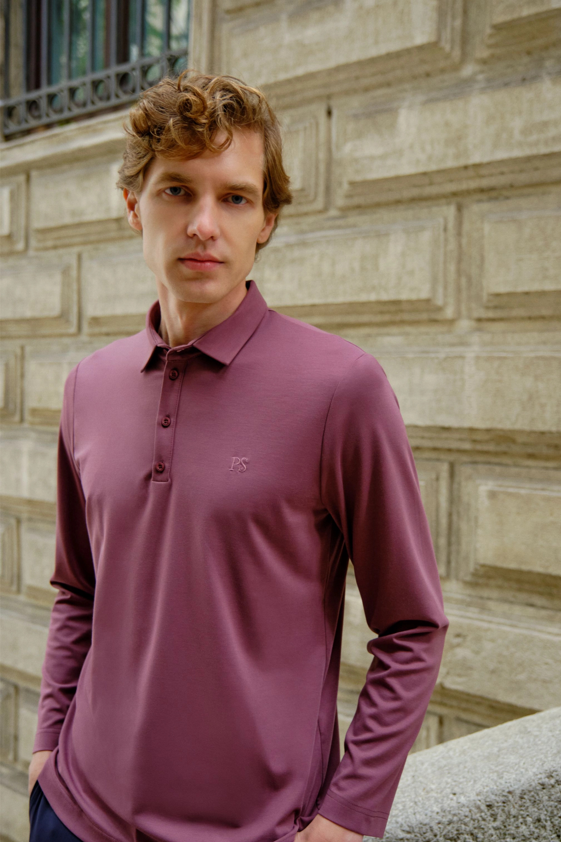 Shirt van katoen en cashmere | Purple