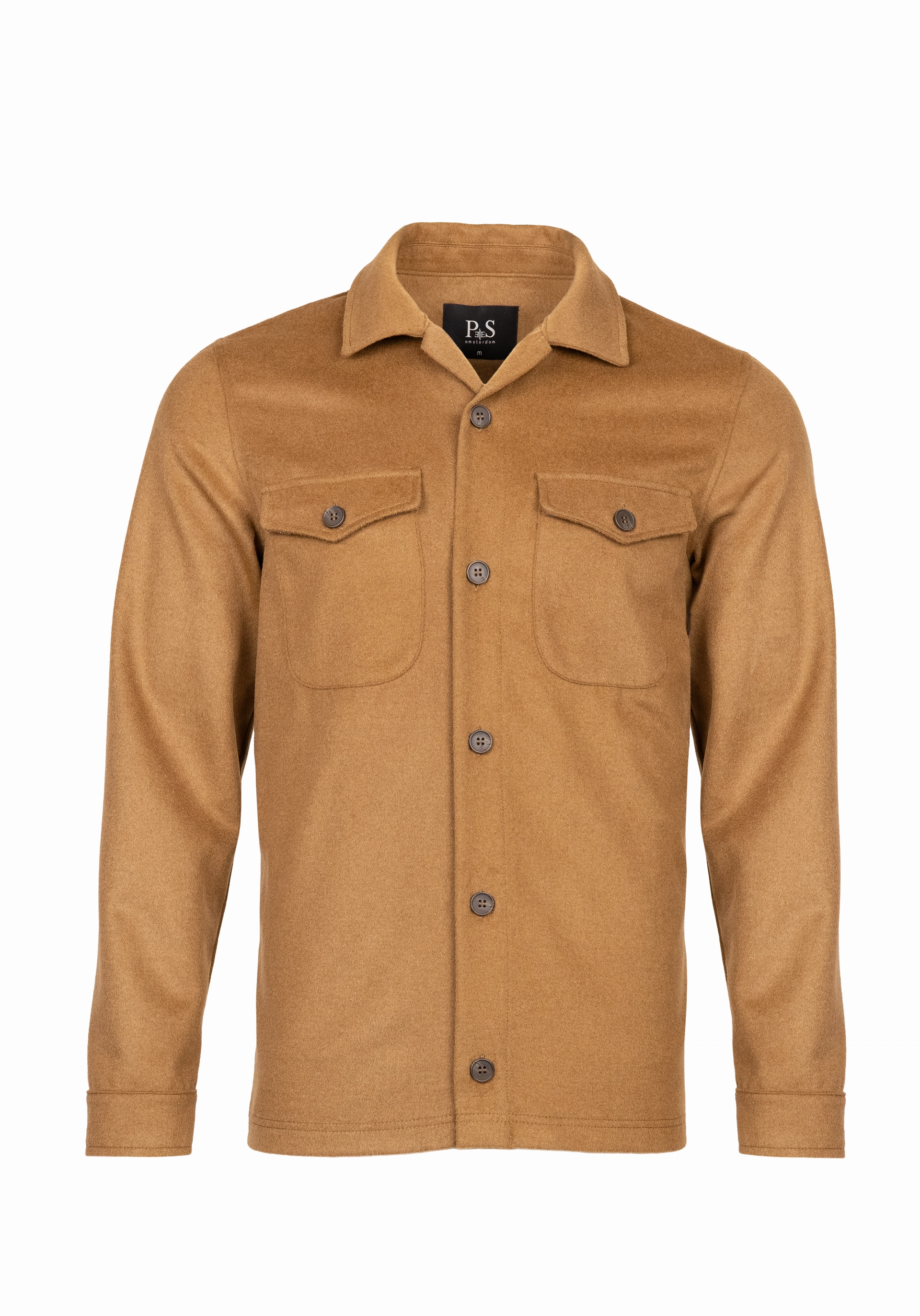 Shirt van katoen en cashmere | Beige