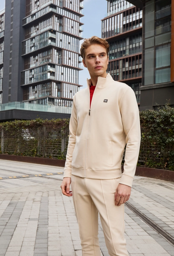 Shirt van katoen en cashmere | Beige