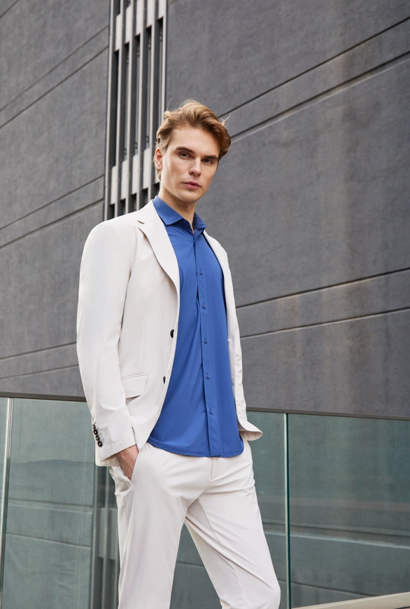 Shirt van katoen en cashmere | Beige