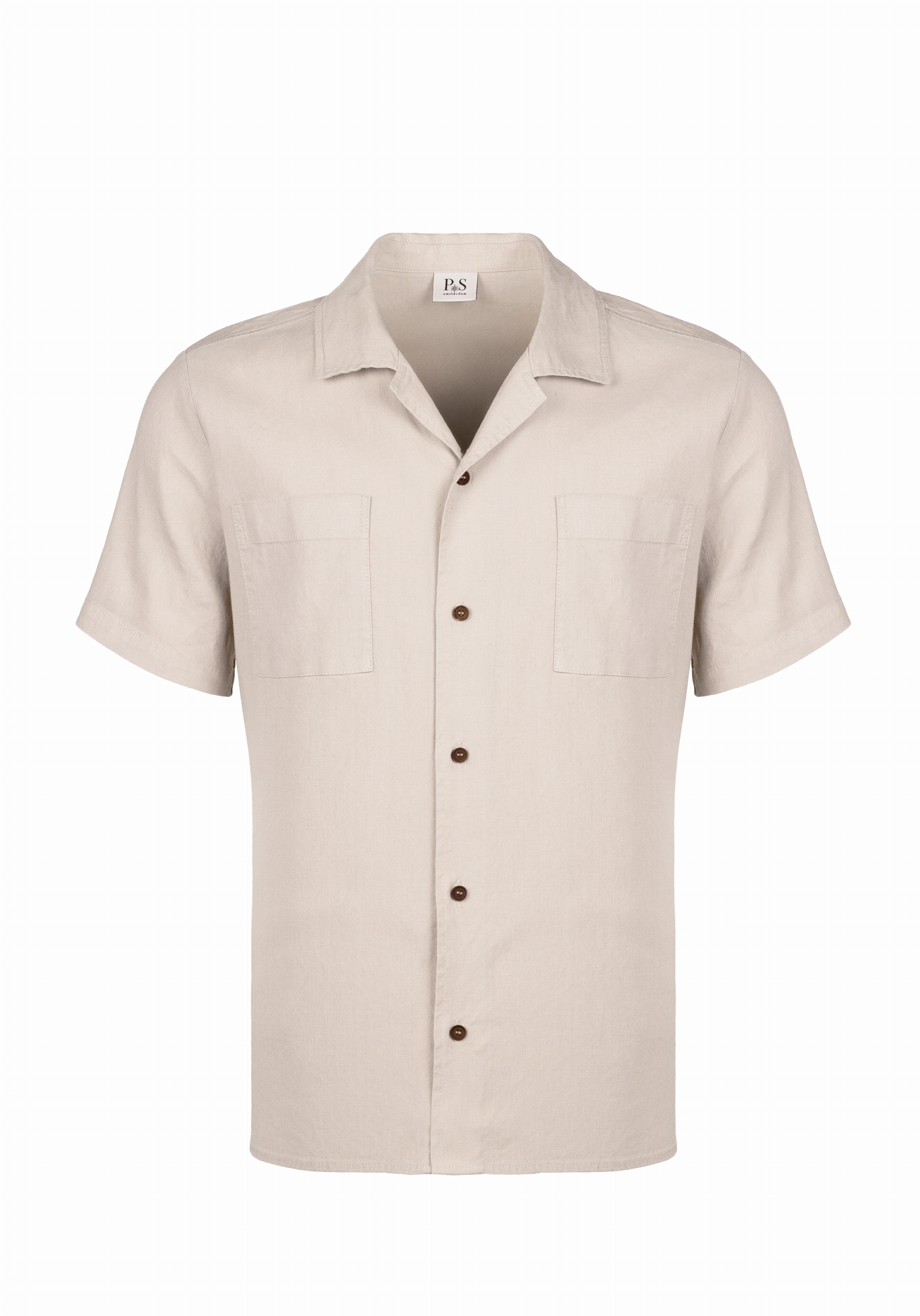 Shirt van katoen en cashmere | Beige