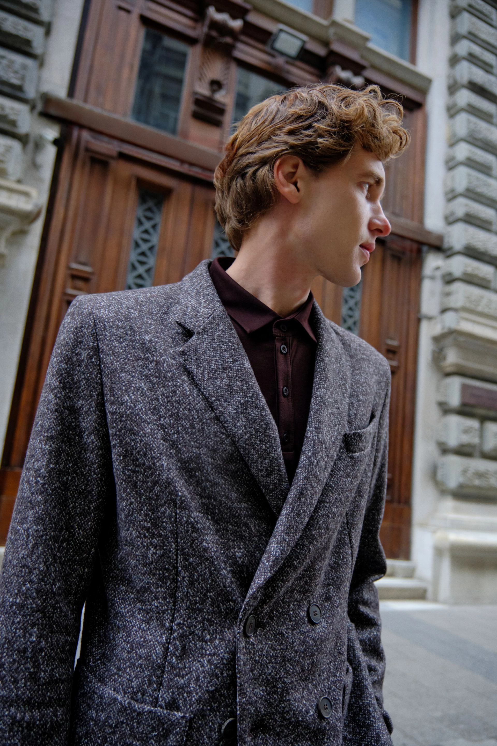 Shirt van katoen en cashmere | Brown