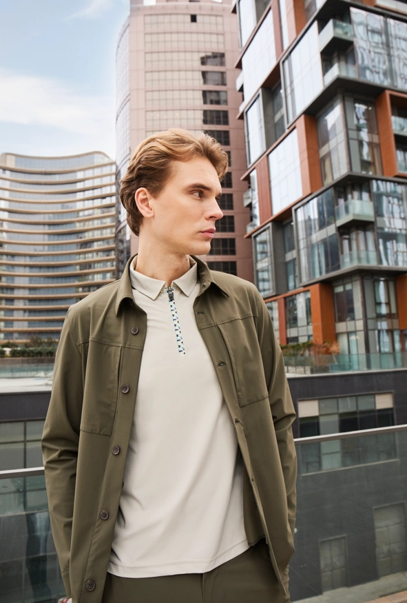 Shirt van katoen en cashmere | Green