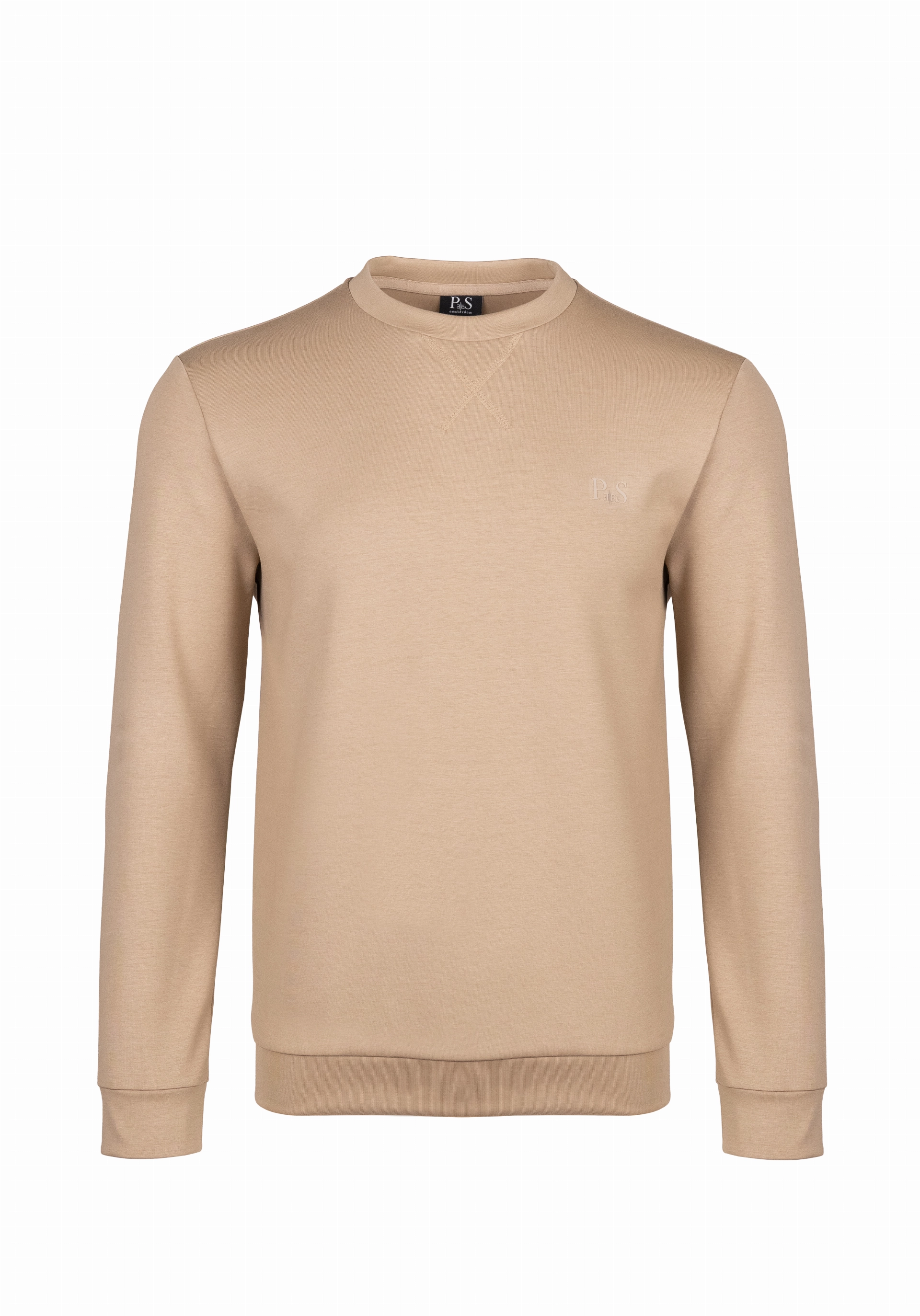 Shirt van katoen en cashmere | Beige