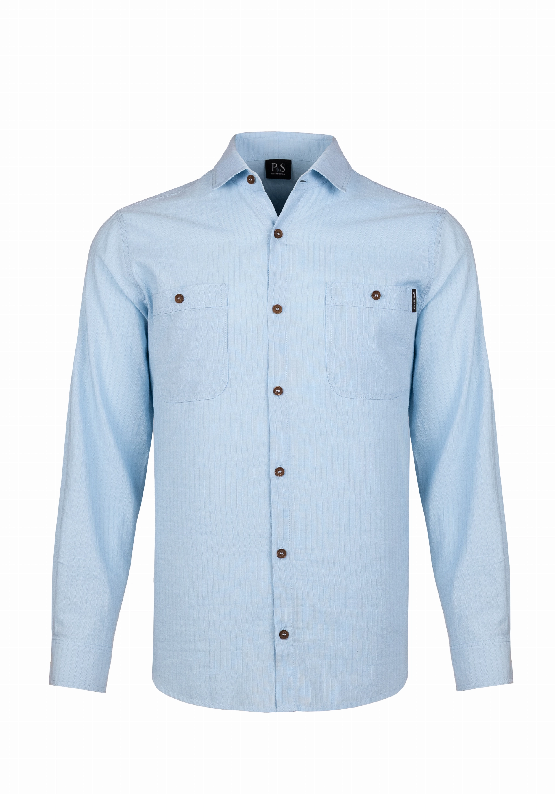 Shirt van katoen en cashmere | Blue