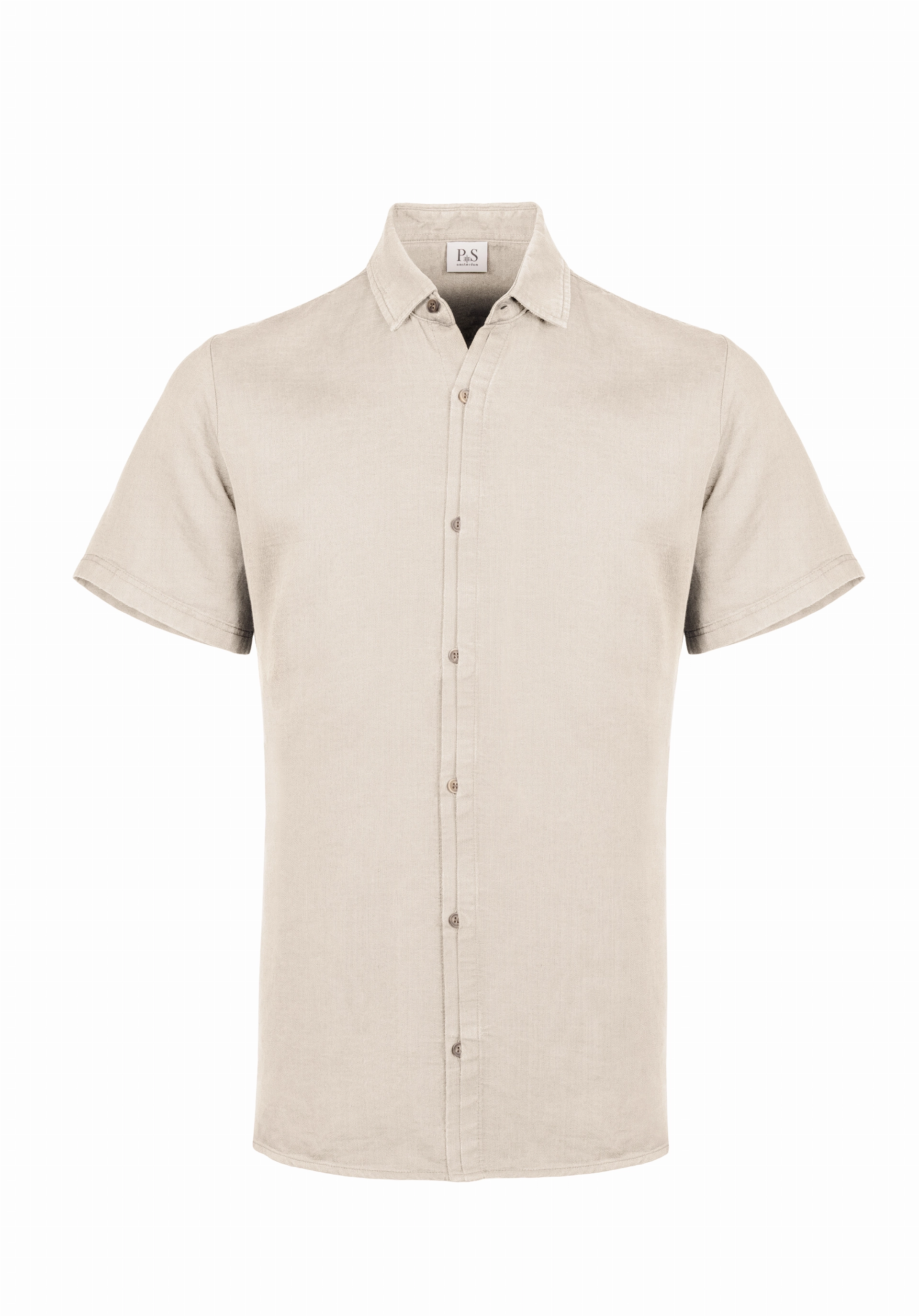 Shirt van katoen en cashmere | Beige
