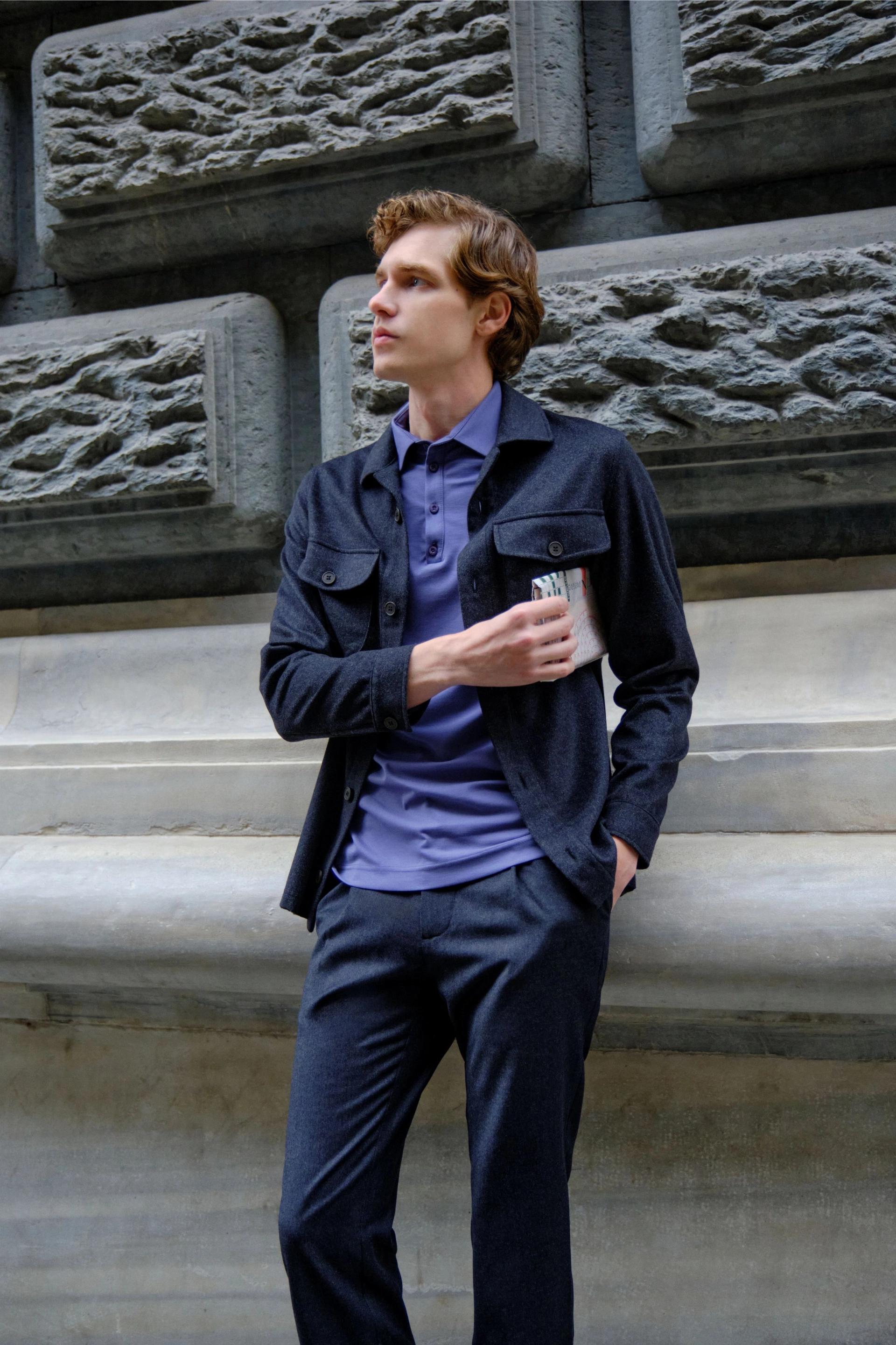 Shirt van katoen en cashmere | Grey