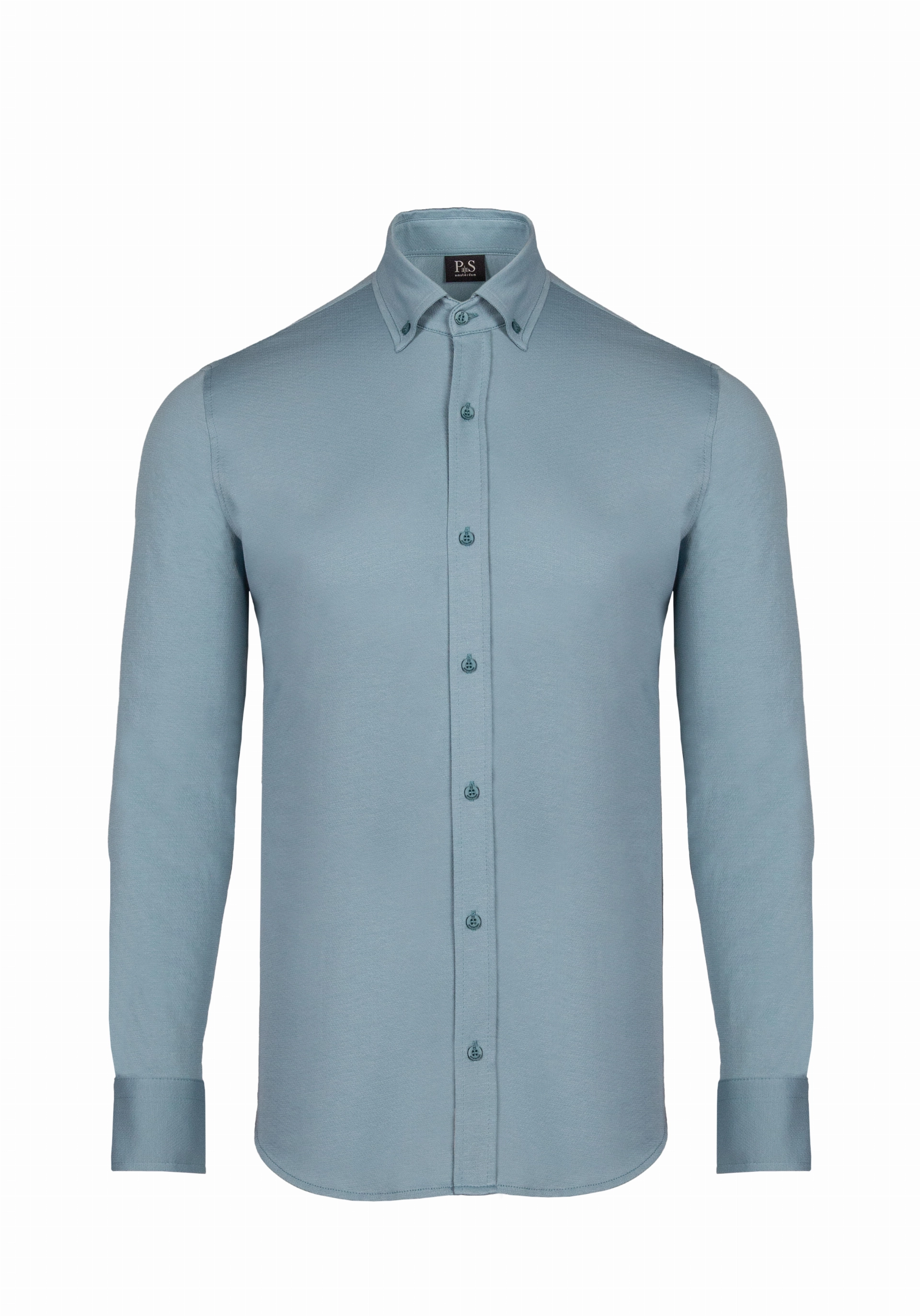 Shirt van katoen en cashmere | Blue